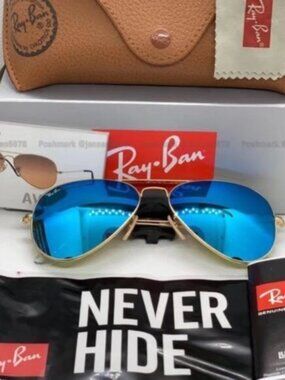Ray-Ban 3025 Blue Aviator Sunglasses 58mm